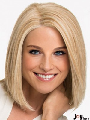 Blonde Synthetic Wig Lace Front Shoulder Length Blonde Color Straight Style