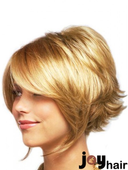 Sleek Blonde Chin Length Wavy Layered Lace Front Wigs