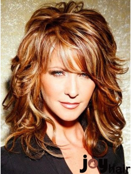 Curly Lace Front Wig  Wig Mid Length Wig With Bangs Synthetic