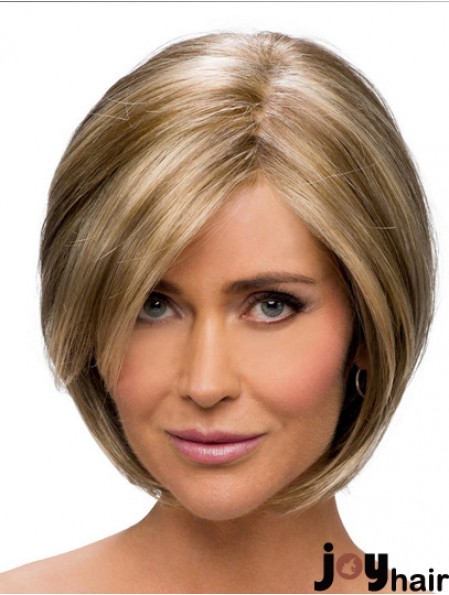 Cheap Synthetic Ladies Wigs With Monofilament Brown Color Chin Length