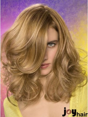 Wavy Layered Shoulder Length Blonde Fashionable Lace Front Wigs