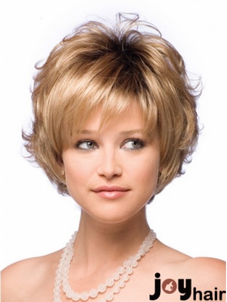 Synthetic Hair UK With Capless Short Length Blonde Color