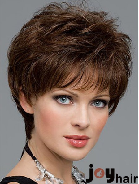 Brown Wavy Short Boycuts Lace Front Cheap Wig UK