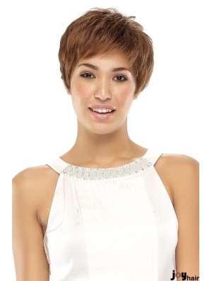 Convenient Brown Cropped Wavy Boycuts Lace Front Wigs