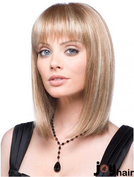 Front Lace Wig Synthetic With Straight Hair Style Blonde Color