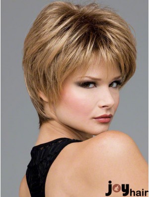 Short Wavy Boycuts Blonde Synthetic Wavy Lace Front Wigs