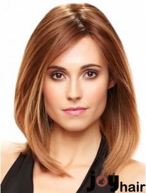 Straight Without Bangs Shoulder Length Auburn Exquisite Lace Front Wigs