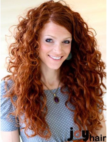 20 inch Curly Without Bangs Lace Front Copper Best Long Wigs