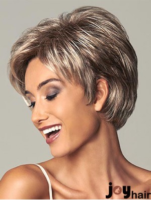 Best 7 inch Straight Brown Layered Short Wigs