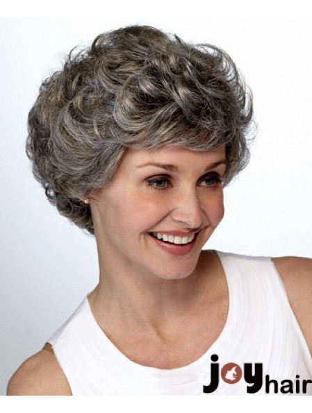 Synthetic Short Curly Lace Front Elderly Lady Wigs