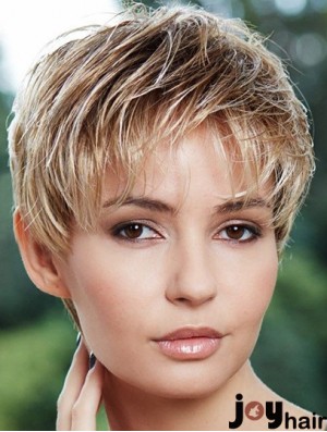 Cheapest 6 inch Straight Blonde Boycuts Short Wigs