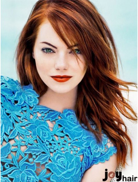 18 inch Straight With Bangs Lace Front Copper Modern Long Emma Stone Wigs