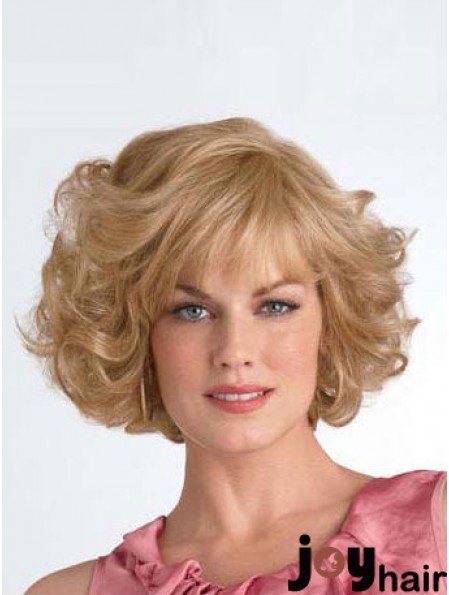 Chin Length Layered Curly Blonde Good Synthetic Wigs