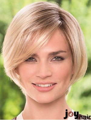 Chin Length Blonde Durable 8 inch Straight Bob Wigs