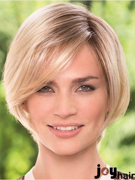 Chin Length Blonde Durable 8 inch Straight Bob Wigs