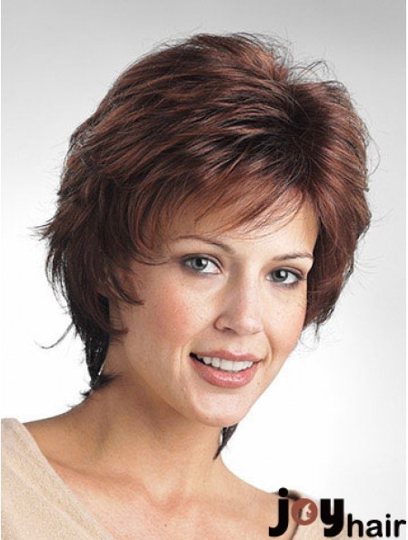 Wavy Layered Short Comfortable Brown Synthetic Wigs