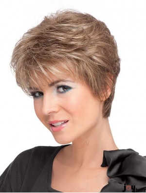 Fashion Blonde Short Wavy Boycuts Lace Front Wigs