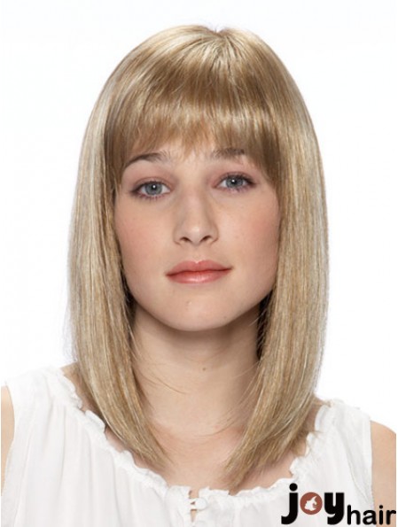 14 inch Blonde Straight Bobs Shoulder Synthetic Lace Front Wig