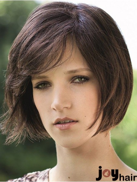 Chin Length Brown Soft 8 inch Straight Bob Wigs