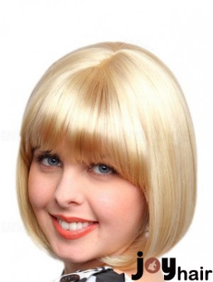 Chin Length Bobs Straight Blonde Affordable Synthetic Wigs