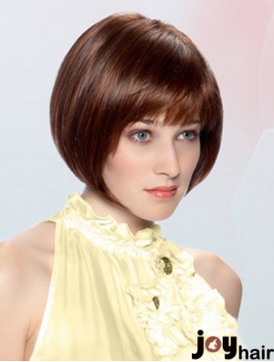 Straight Chin Length Auburn 10 inch Lace Front Durable Bob Wigs