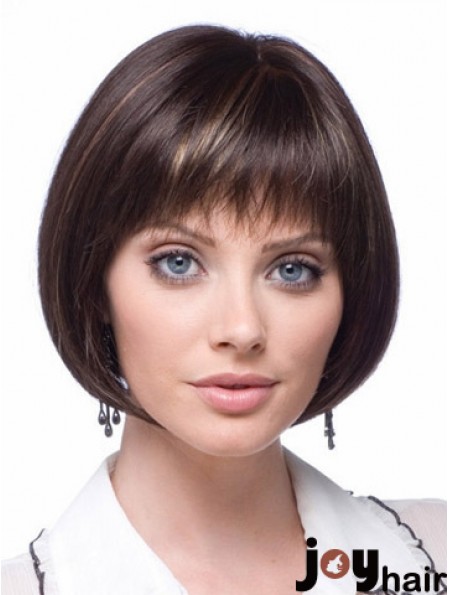 Lace Front Short Straight Brown Flexibility Bob Wigs