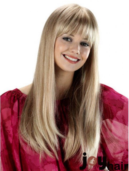 Long With Bangs Straight Blonde Fabulous Synthetic Wigs