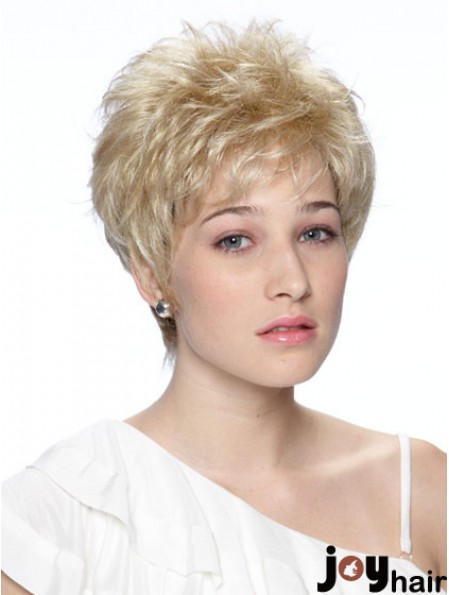 Cropped Boycuts Wavy Blonde Fashionable Synthetic Wigs