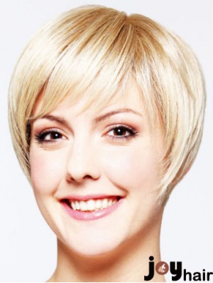 Hairstyles 8 inch Straight Blonde Layered Short Wigs