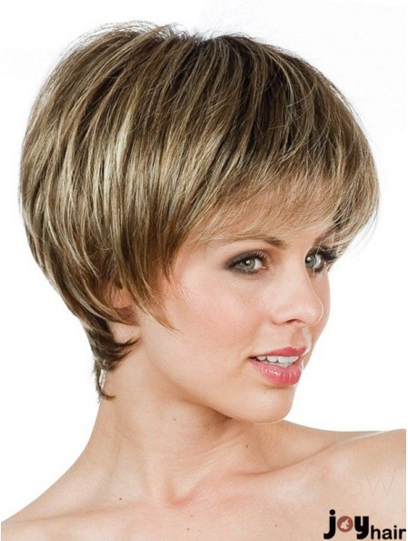 Boycuts Short Brown Straight Sleek Petite Wigs