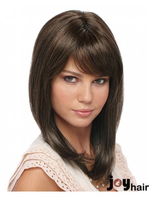 Shoulder Length Brown Layered Straight Great Full Lace Wigs