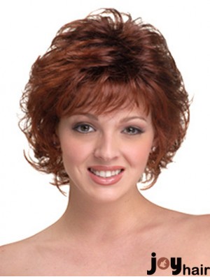 Synthetic Hair Head Wigs With Capless Auburn Color Chin Length