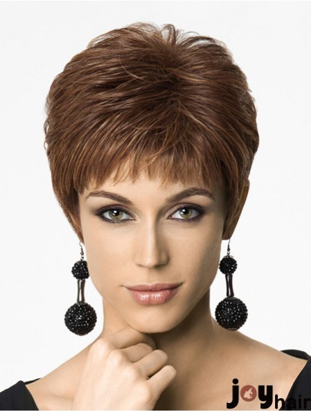 Straight Boycuts 6 inch Auburn Fashionable Synthetic Wigs