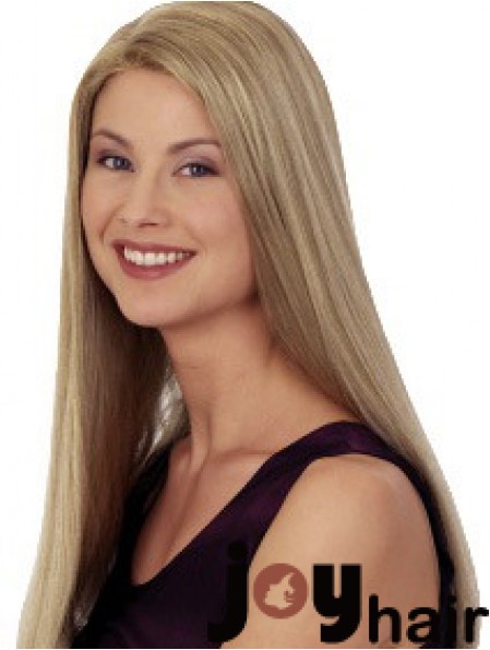 Straight Without Bangs 20 inch Blonde Discount Synthetic Wigs