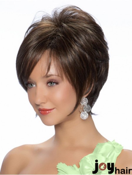 Black Chin Length Straight Layered 8 inch Sassy Medium Wigs