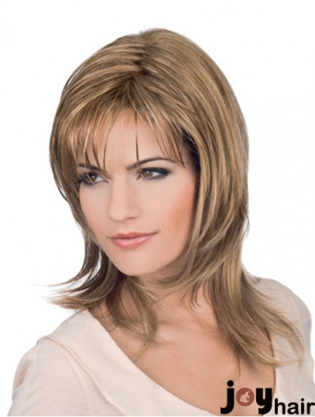 Shoulder Length Blonde Layered Wavy Perfect Full Lace Wigs