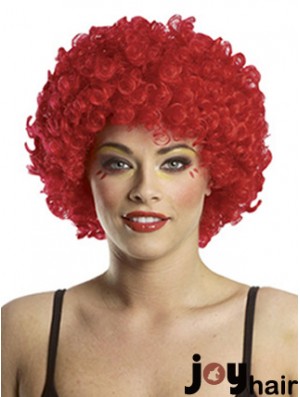 Kinky Without Bangs Short Red Modern Lace Front Wigs