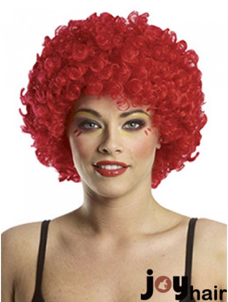 Kinky Without Bangs Short Red Modern Lace Front Wigs