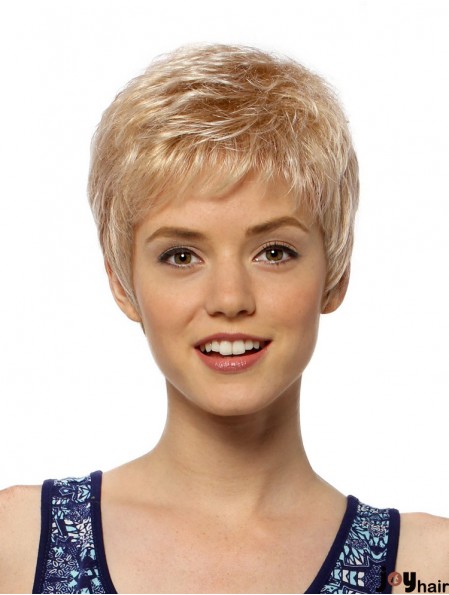 Flexibility 4 inch Straight Blonde Boycuts Short Wigs