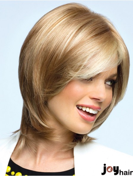 Blonde Chin Length Wavy Layered 12 inch Top Medium Wigs