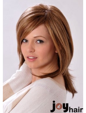 Shoulder Length Layered Straight Brown Convenient Synthetic Wigs