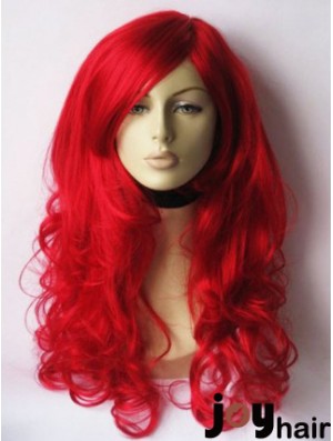 Wavy With Bangs Lace Front Gorgeous 22 inch Red Long Wigs