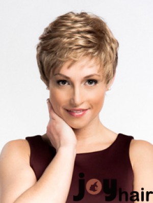 Good Quality Synthetic Wigs With Monofilament Boycuts Cropped Length Wavy Style