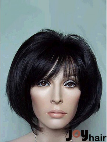 Chin Length Bobs Straight Black Suitable Synthetic Wigs