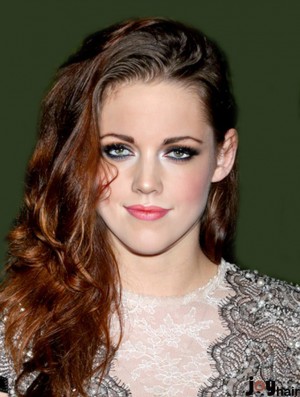 Incredible Auburn Long Wavy 22 inch Without Bangs Kristen Stewart Lace Wigs