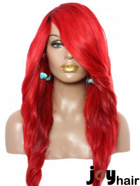 Wavy With Bangs Lace Front Amazing 22 inch Red Long Wigs