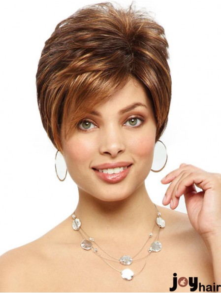 Straight Layered 6 inch Auburn Soft Synthetic Wigs