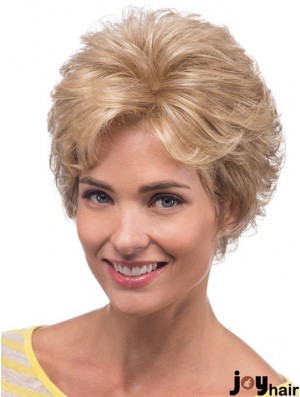 Amazing Blonde Chin Length Layered Wavy Glueless Lace Front Wigs