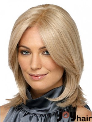 Shoulder Length Without Bangs Straight Blonde Designed Synthetic Wigs