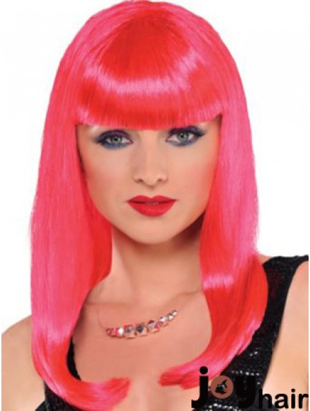 Straight With Bangs Long Red Incredible Lace Front Wigs